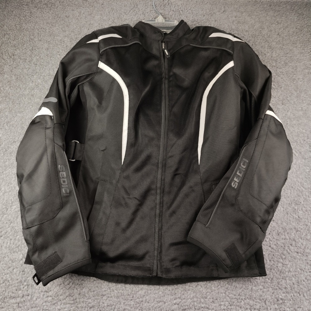 Sedici Axial Motorcycle Jacket Sz Medium Black Mesh Armor Padded EUC